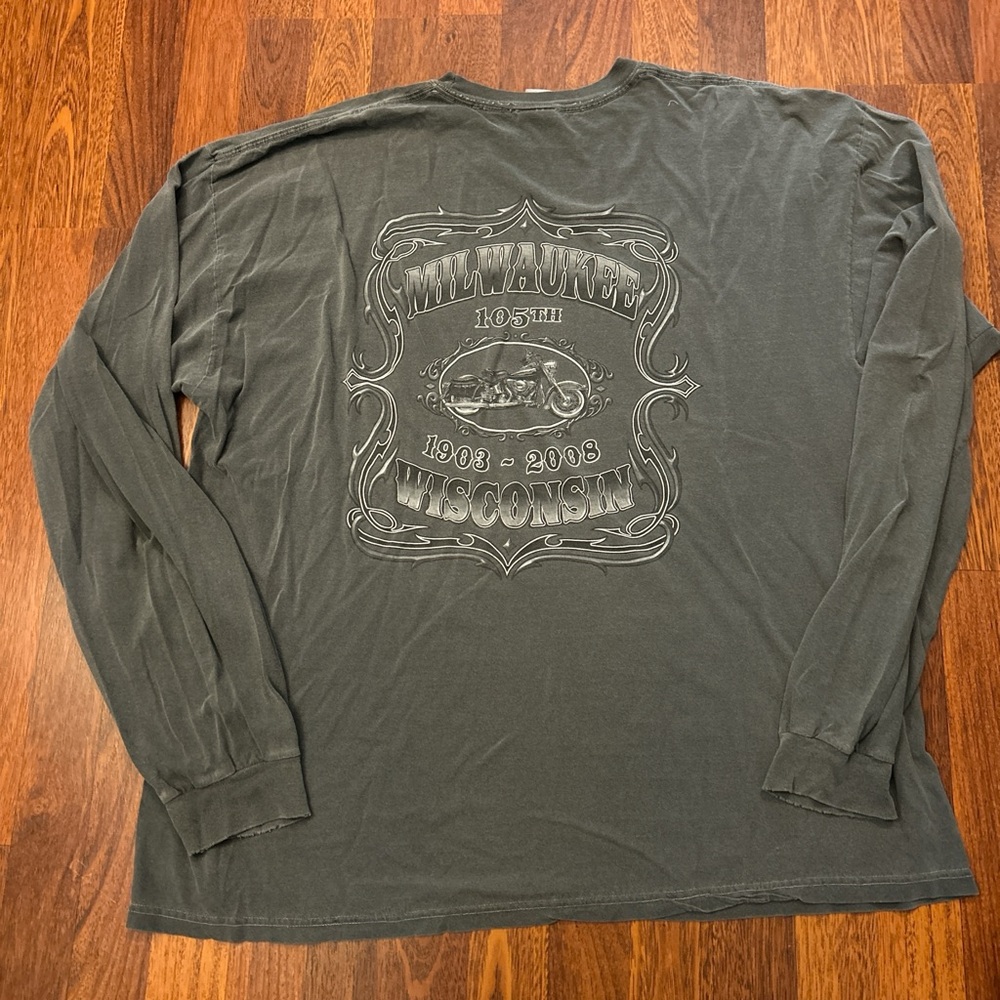 Milwaukee Motorcycle Biker Rally Long Sleeve Y2K Shirt Size XXL